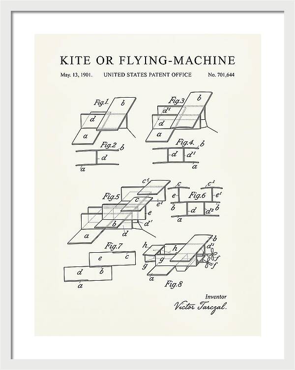 Kite Or Flying Machine Minimalist Patent Us701644