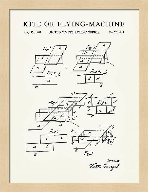 Kite Or Flying Machine Minimalist Patent Us701644
