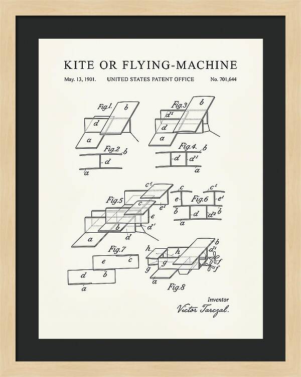 Kite Or Flying Machine Minimalist Patent Us701644