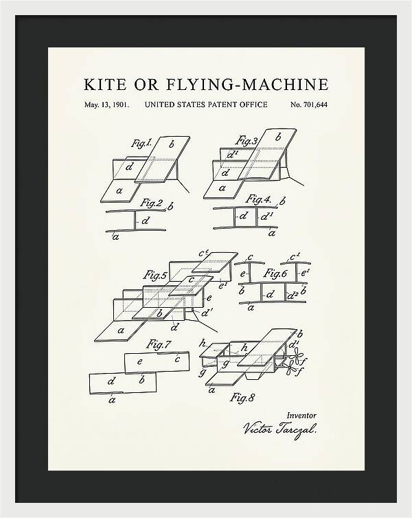 Kite Or Flying Machine Minimalist Patent Us701644