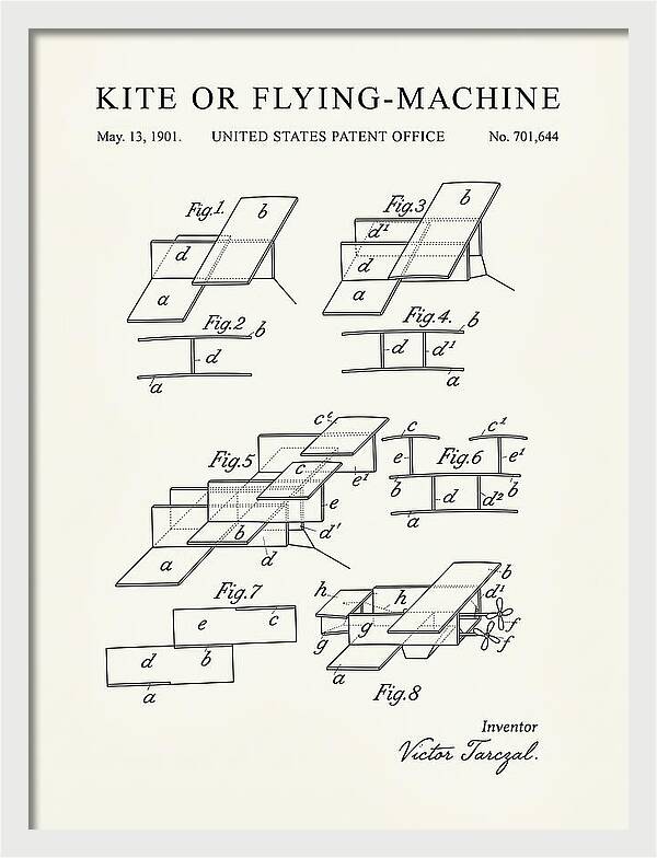 Kite Or Flying Machine Minimalist Patent Us701644