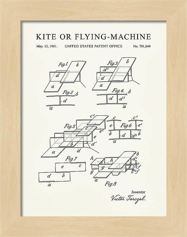 Kite Or Flying Machine Minimalist Patent Us701644