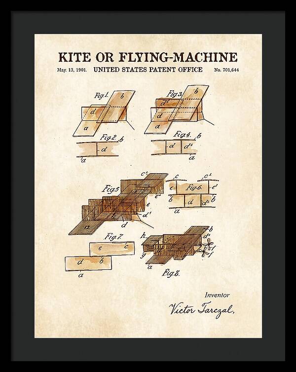 Kite Or Flying Machine Watercolor Patent Us701644