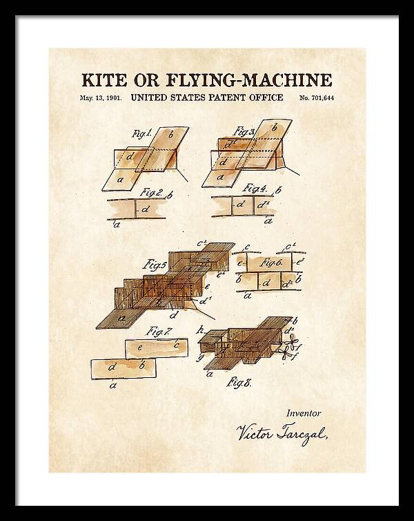 Kite Or Flying Machine Watercolor Patent Us701644