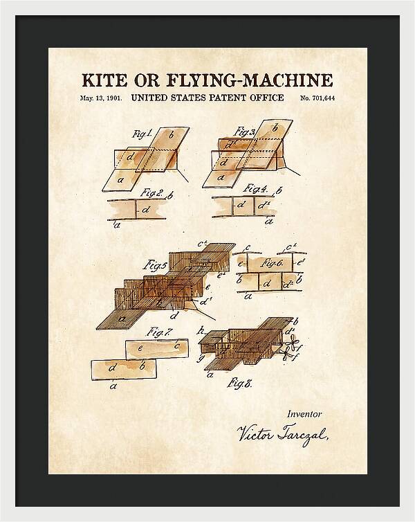 Kite Or Flying Machine Watercolor Patent Us701644