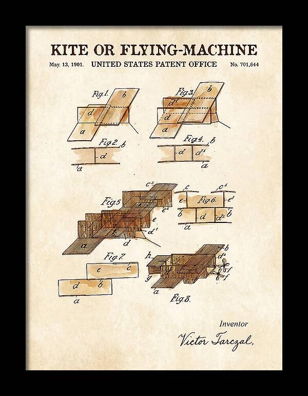 Kite Or Flying Machine Watercolor Patent Us701644