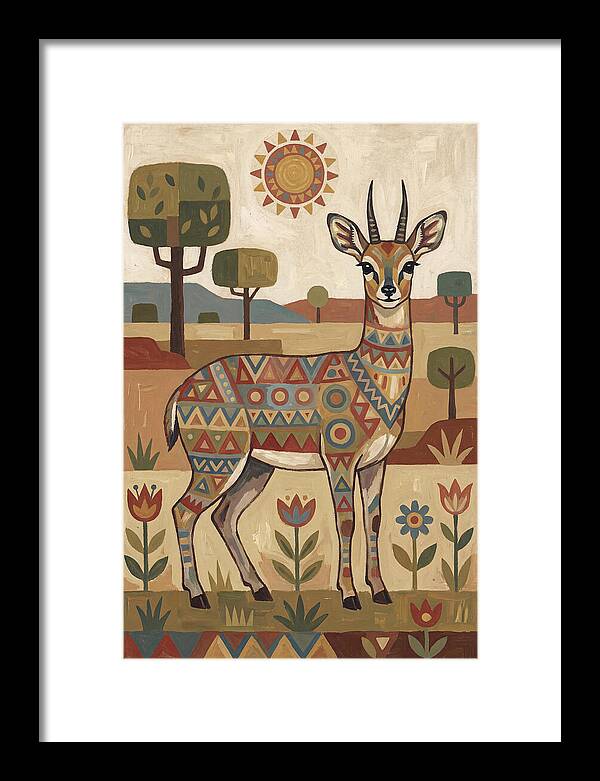 Klipspringer In Folk Art Style