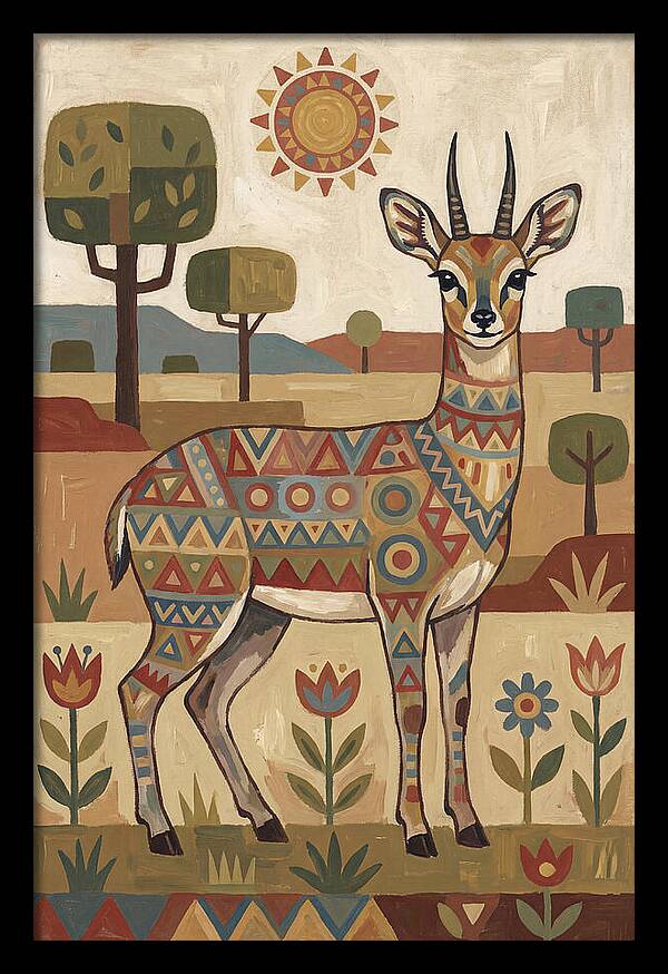 Klipspringer In Folk Art Style