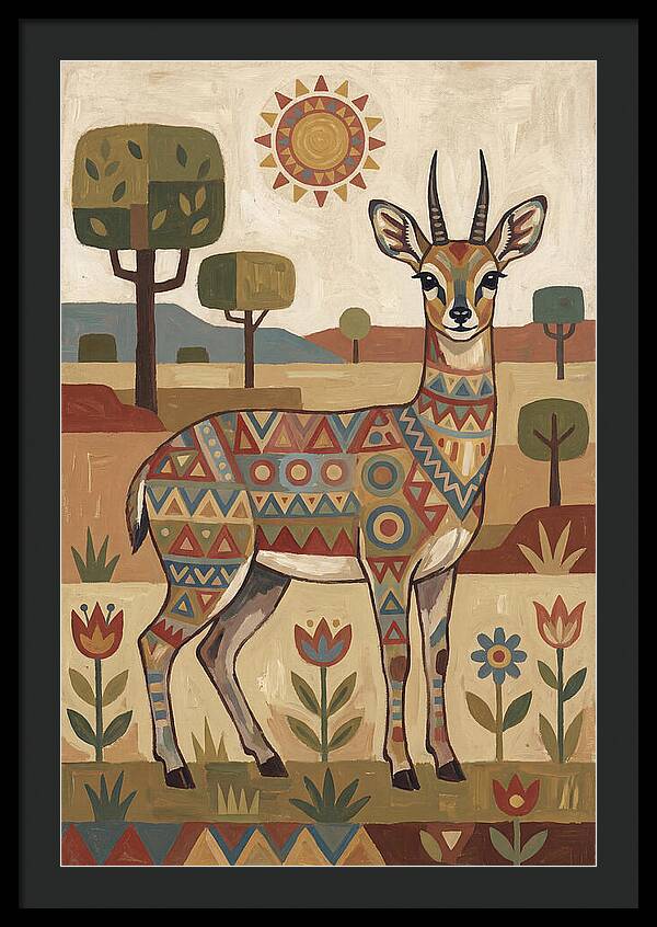 Klipspringer In Folk Art Style