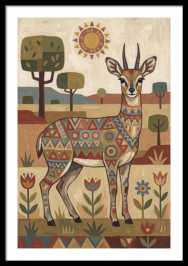 Klipspringer In Folk Art Style