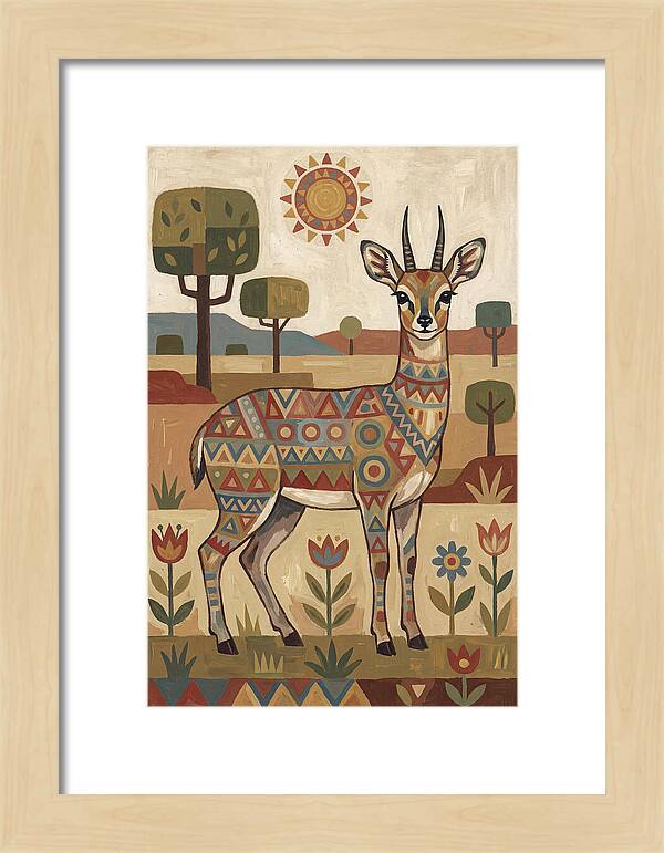 Klipspringer In Folk Art Style