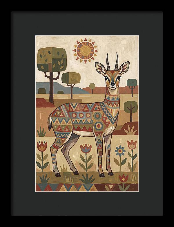 Klipspringer In Folk Art Style
