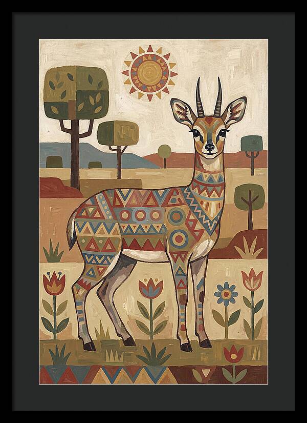 Klipspringer In Folk Art Style