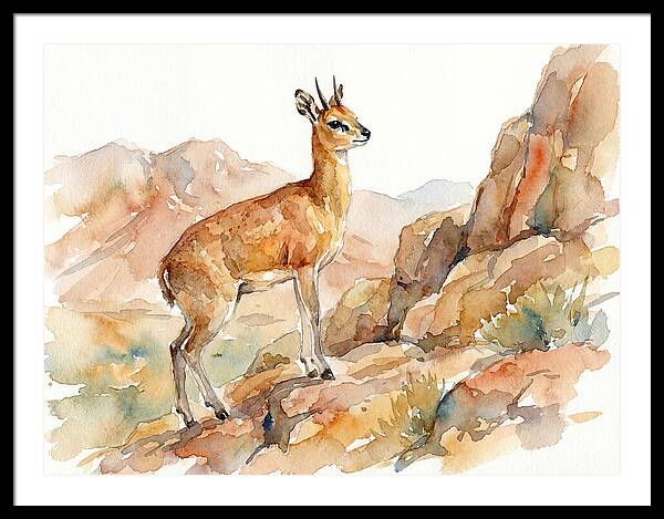 Klipspringer In Watercolor