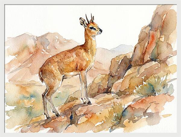 Klipspringer In Watercolor