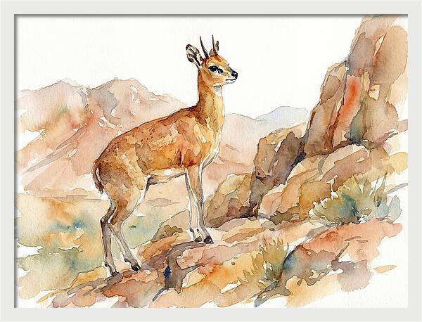 Klipspringer In Watercolor