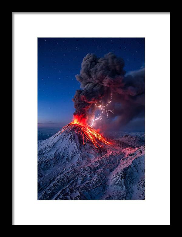 Klyuchevskaya Sopka Erupting At Twilight
