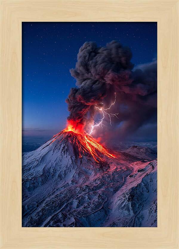 Klyuchevskaya Sopka Erupting At Twilight