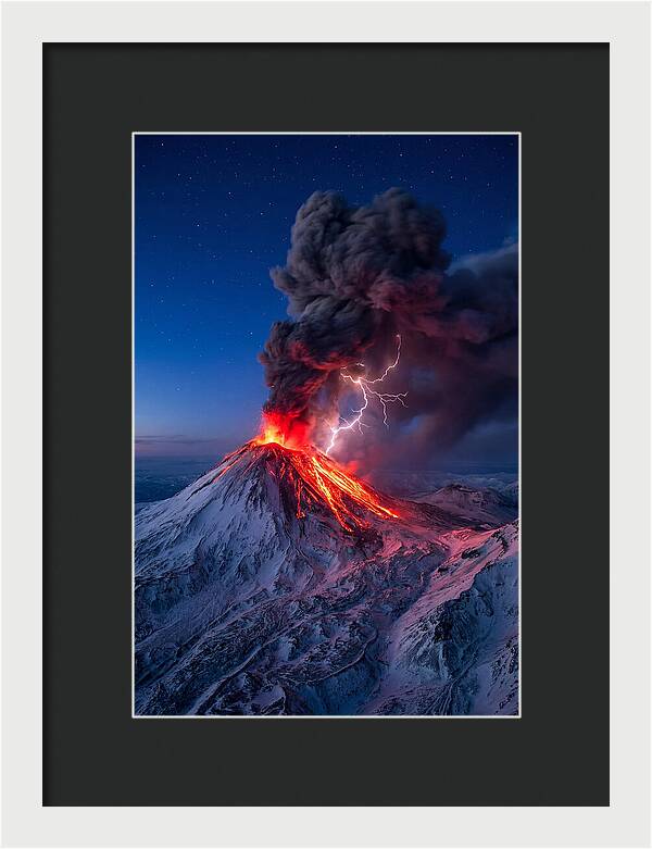 Klyuchevskaya Sopka Erupting At Twilight