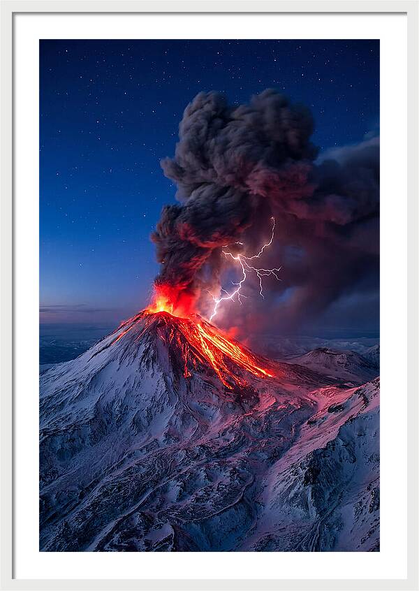 Klyuchevskaya Sopka Erupting At Twilight