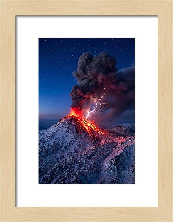 Klyuchevskaya Sopka Erupting At Twilight