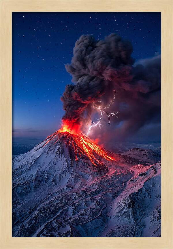 Klyuchevskaya Sopka Erupting At Twilight