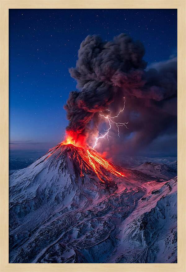 Klyuchevskaya Sopka Erupting At Twilight