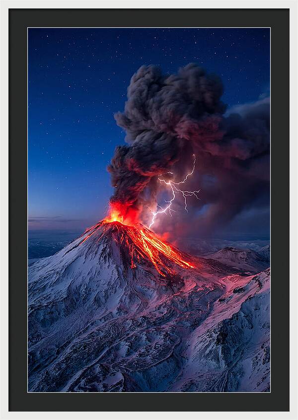 Klyuchevskaya Sopka Erupting At Twilight