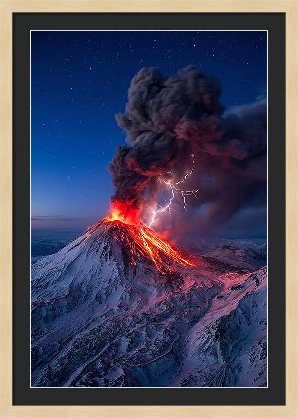 Klyuchevskaya Sopka Erupting At Twilight