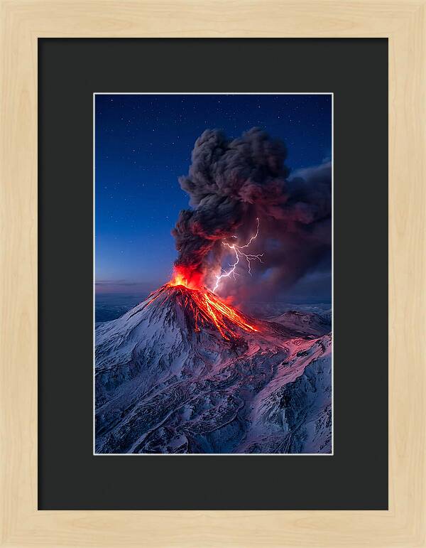 Klyuchevskaya Sopka Erupting At Twilight