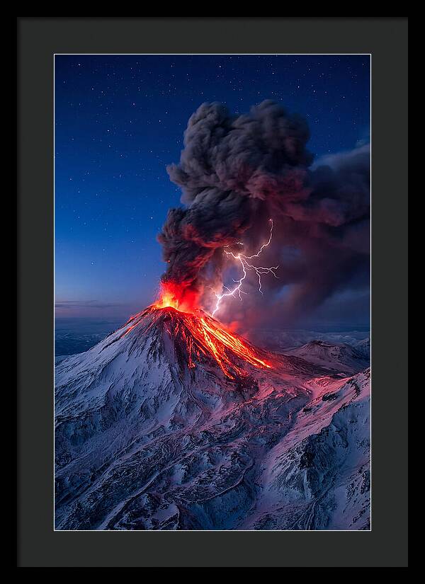 Klyuchevskaya Sopka Erupting At Twilight