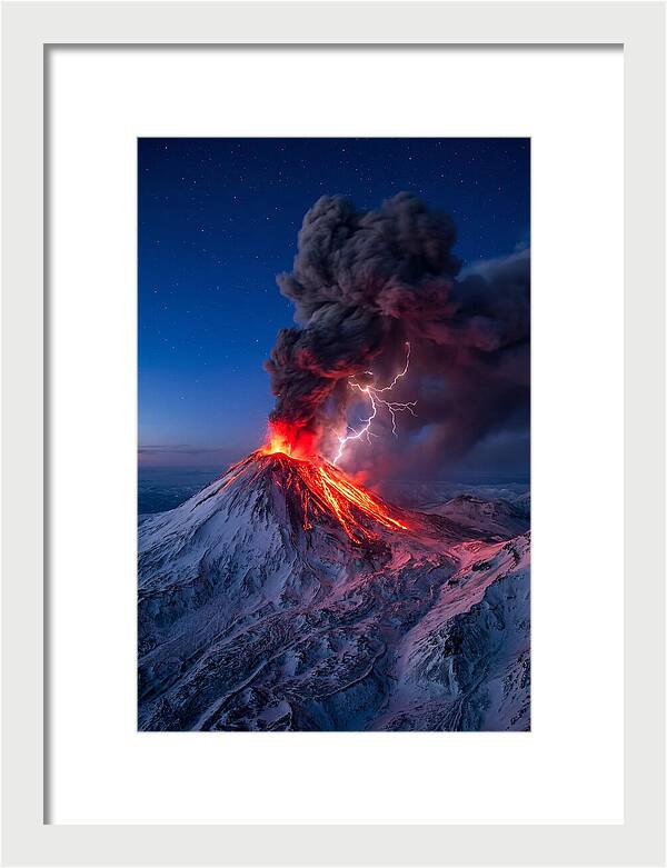 Klyuchevskaya Sopka Erupting At Twilight