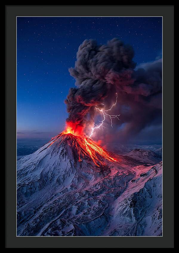 Klyuchevskaya Sopka Erupting At Twilight