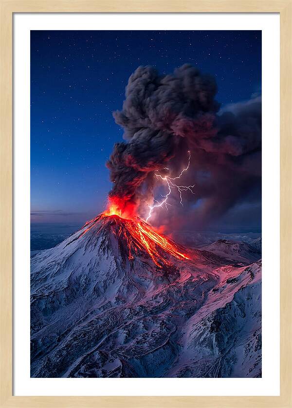 Klyuchevskaya Sopka Erupting At Twilight