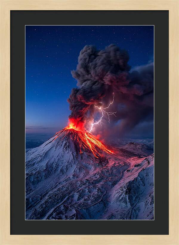Klyuchevskaya Sopka Erupting At Twilight