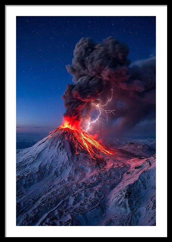 Klyuchevskaya Sopka Erupting At Twilight