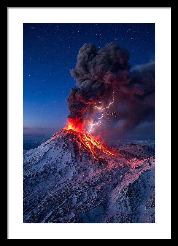 Klyuchevskaya Sopka Erupting At Twilight