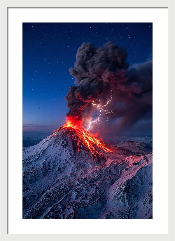 Klyuchevskaya Sopka Erupting At Twilight