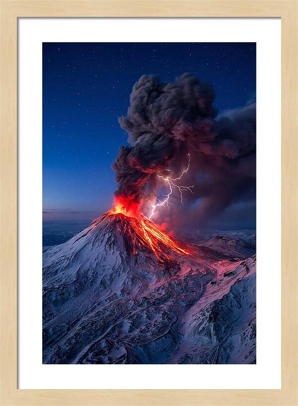 Klyuchevskaya Sopka Erupting At Twilight