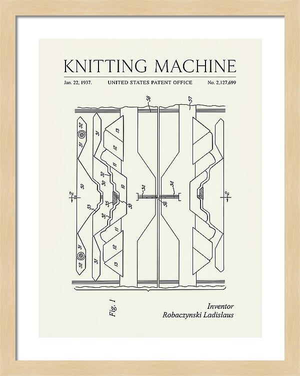 Knitting Machine Minimalist Patent Us2127699