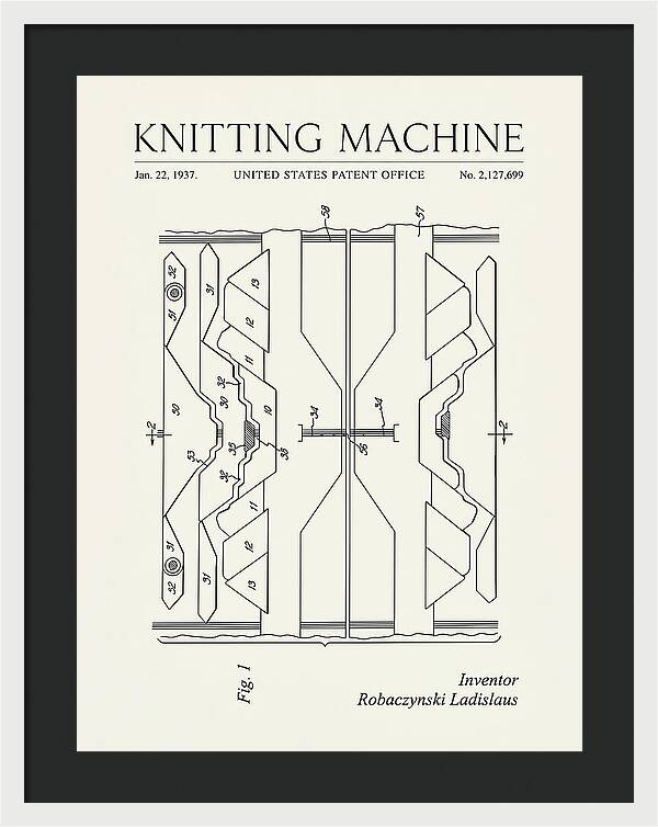 Knitting Machine Minimalist Patent Us2127699