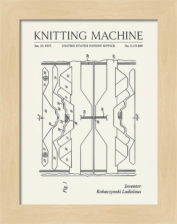 Knitting Machine Minimalist Patent Us2127699
