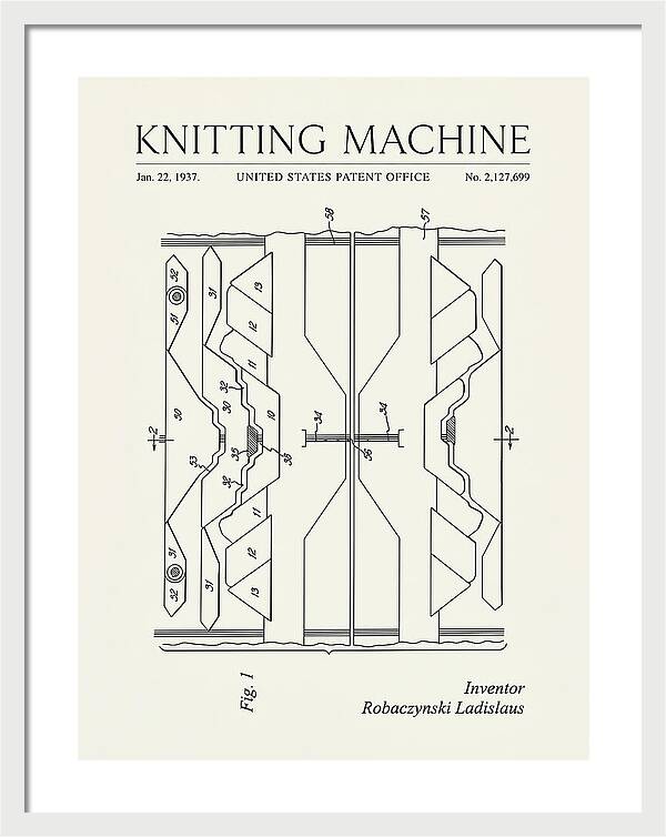 Knitting Machine Minimalist Patent Us2127699