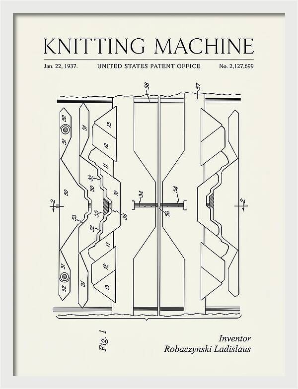 Knitting Machine Minimalist Patent Us2127699