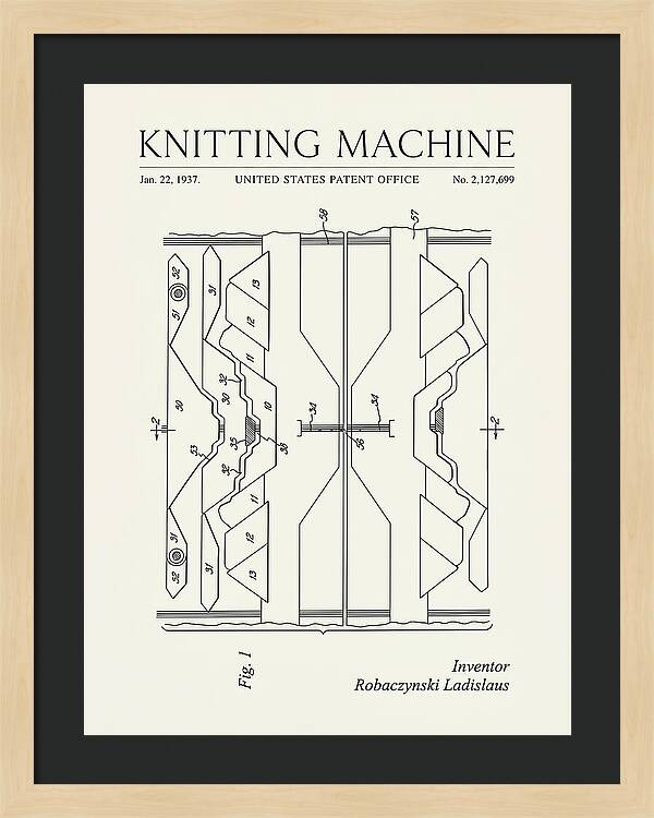 Knitting Machine Minimalist Patent Us2127699