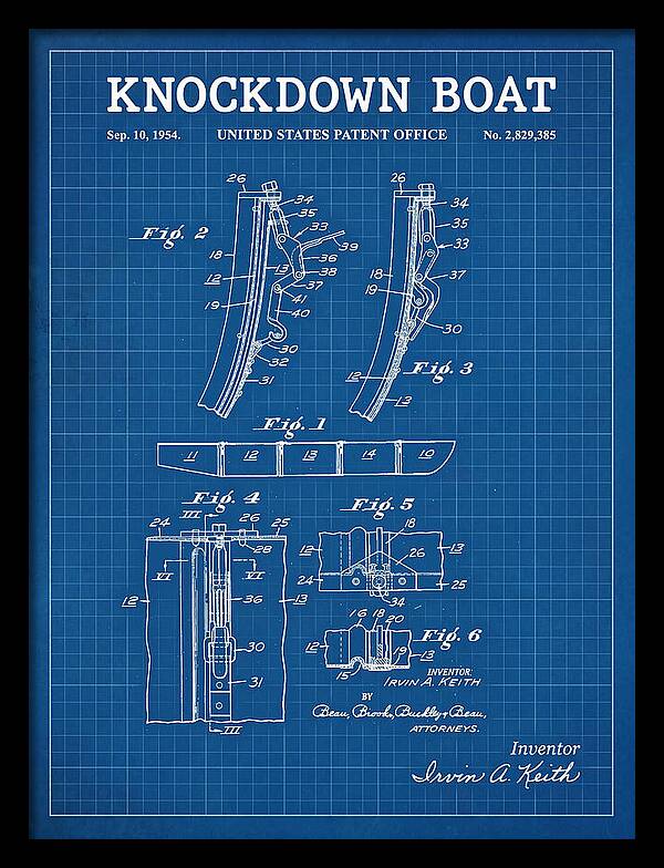 Knockdown Boat Blueprint Patent Us2829385a
