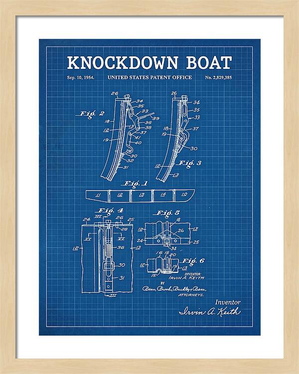 Knockdown Boat Blueprint Patent Us2829385a