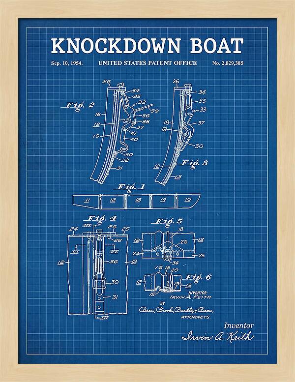 Knockdown Boat Blueprint Patent Us2829385a