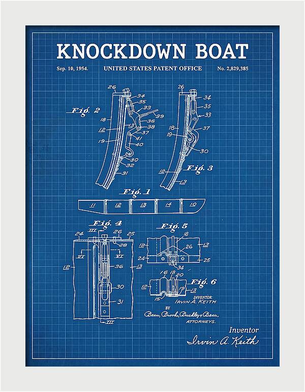 Knockdown Boat Blueprint Patent Us2829385a