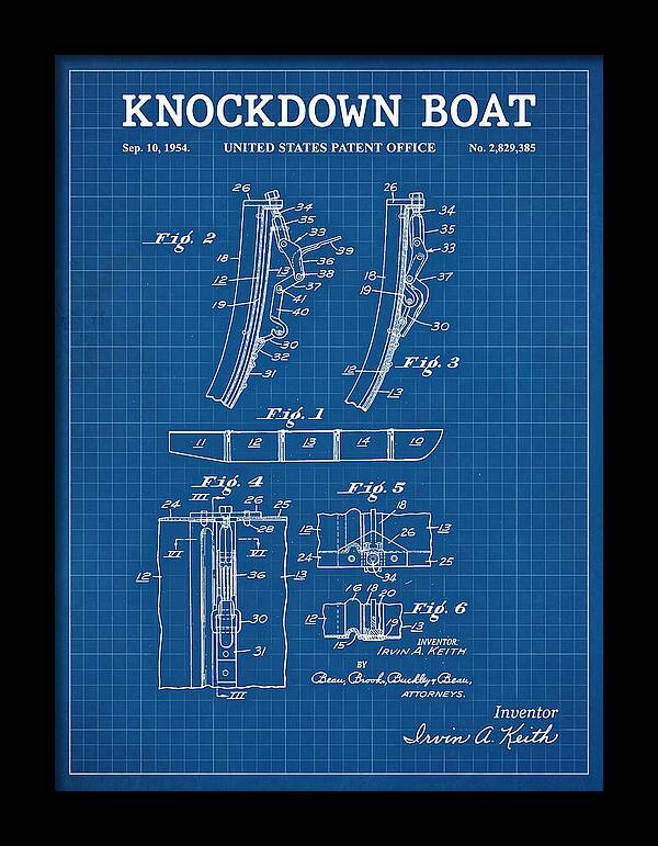 Knockdown Boat Blueprint Patent Us2829385a